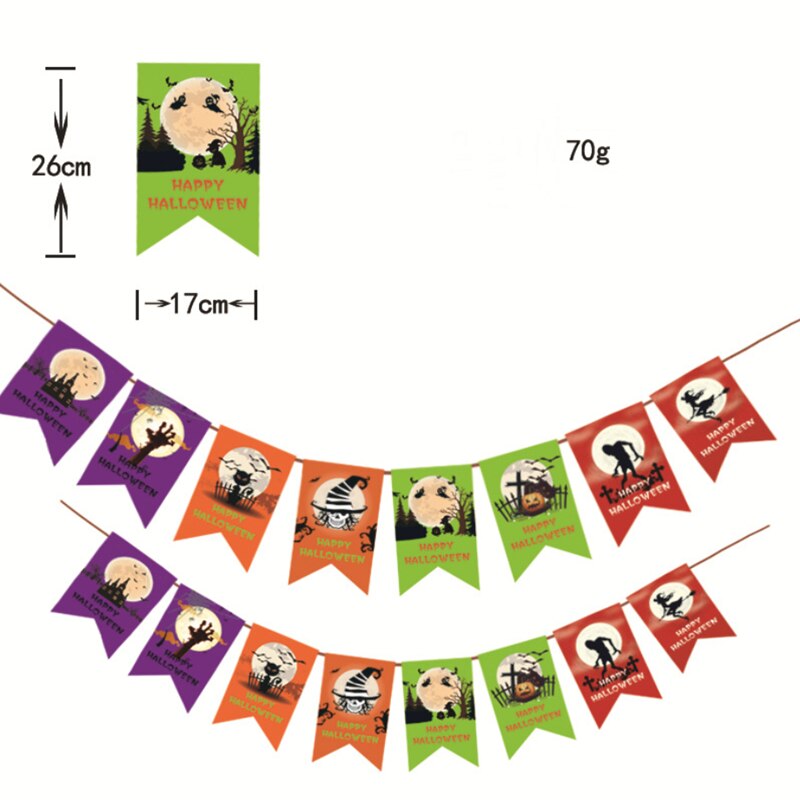 Driehoek Pull Vlag Vleermuis Schedel Pompoen Papieren Pull Bloem Decoratie Halloween Pull Vlag 3M Halloween Party Diy Decoraties: G