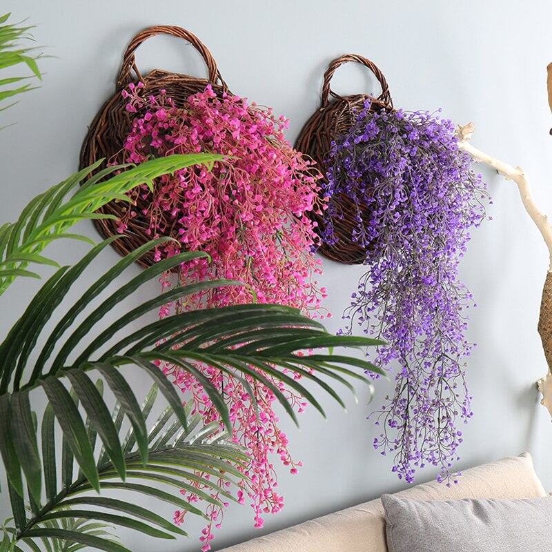 2PCS Artificial Hanging Plants Gypsophila 120CM PP Plant Greenery Green Leafs wall decor bathroom accessories