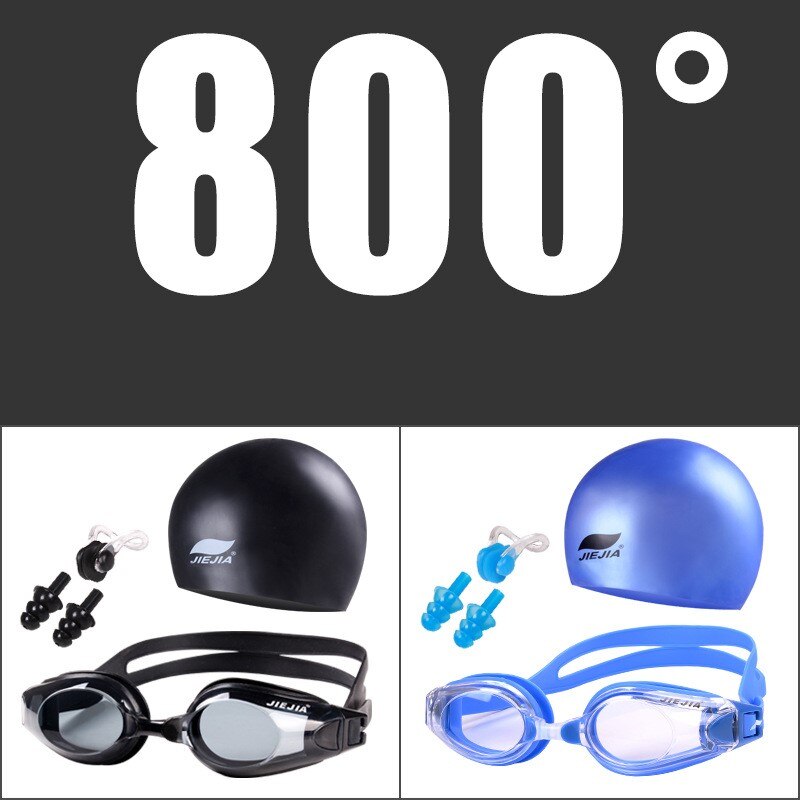 Waterproof and anti-fog swimming glasses, myopia goggles, uv goggles, adjustable silicone goggles, silicone swimmin: MYOPIA -800