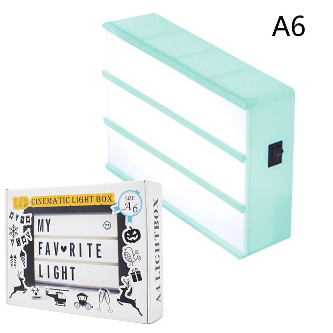 Cinematic LED Porch Light Up Sign Box Lightbox Message Board Cinema LED Letter Symbol Home Party Wedding Lamp Decor A6 size: Blue