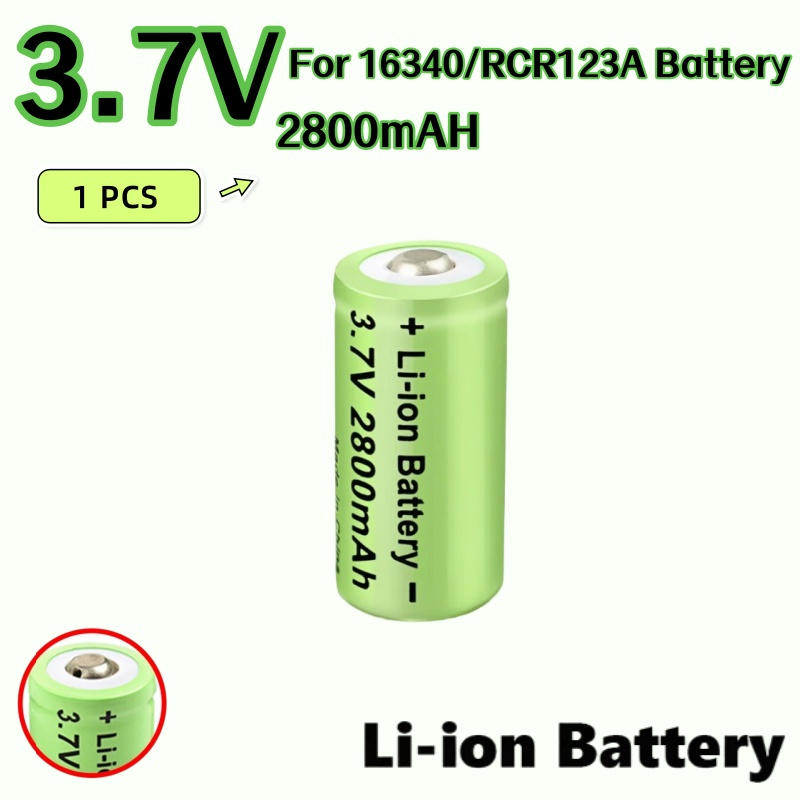 20 st. 2800 mah uppladdningsbara batterier, 3.7v litiumjonbatterier , 16340 rcr-batterier  cr123a 123 icr-batterier för led-ficklampa för resor: Grön