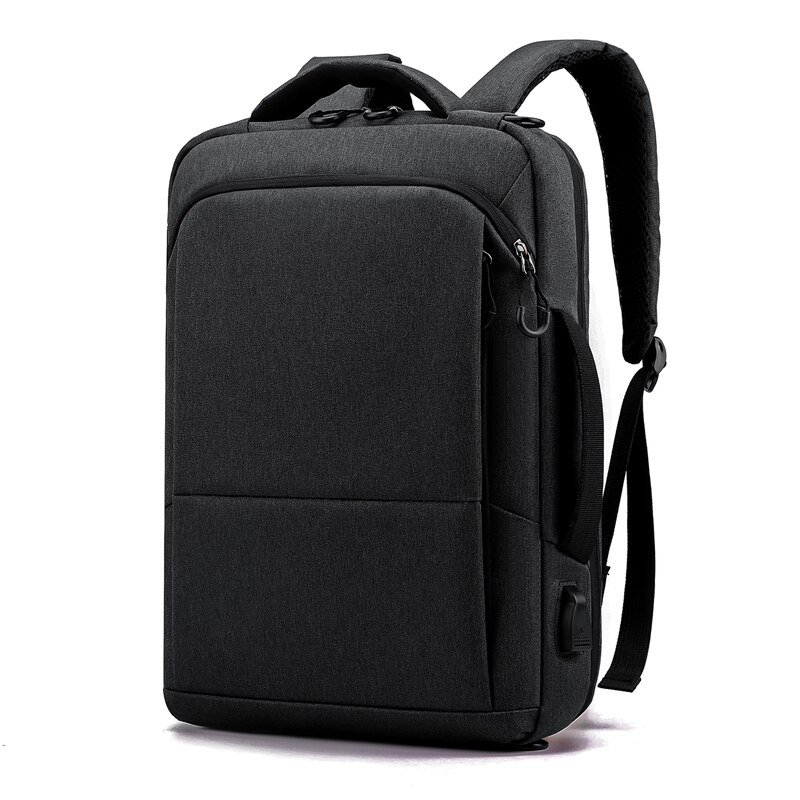 FengDong college student school backpack for boy male business travel laptop backpack usb big book bag backbag men school bag: black