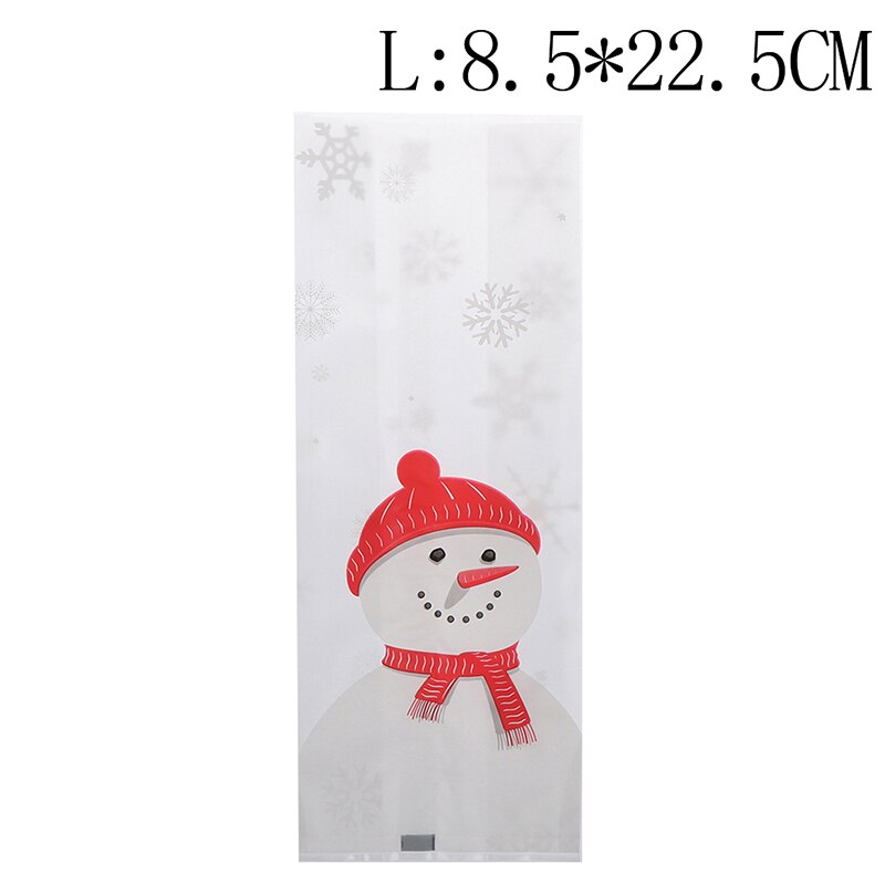 50 pièces sac en plastique Transparent sac de noël bonhomme de neige père noël Cellophane Cookie Fudge bonbons Cookie sac givré pochette boîte: L