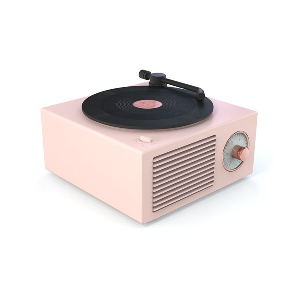 Retro Bluetooth Speaker Vinyl Record Player Bluetooth 5.0 Wireless Speakers Mini Portable TF AUX Audio MP3 Multifunctional: Pink