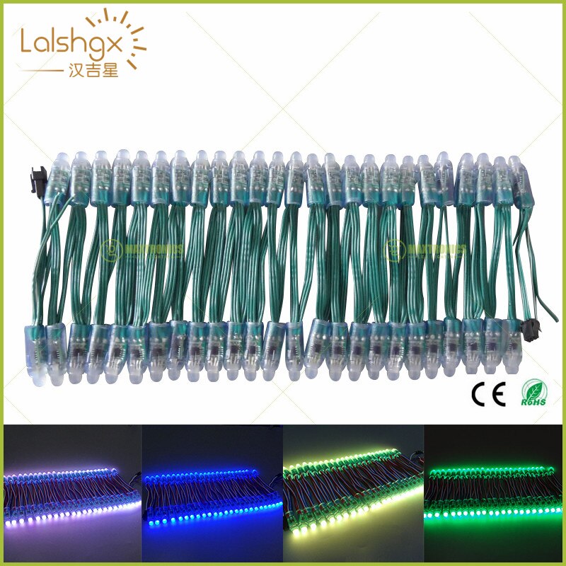 100Pcs WS2811 Ic Rgb Led Module String DC5V DC12V 12Mm Groene Draad Waterdichte IP68 Digitale Full Color Led pixel Licht