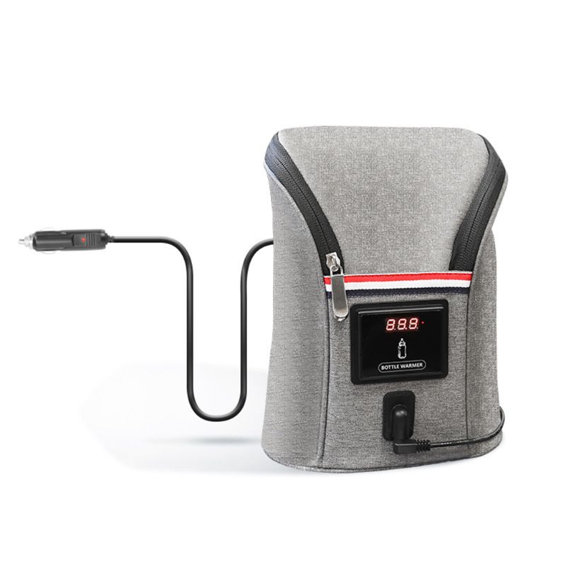 Draagbare, op de auto te monteren dubbele flessenwarmer, reisflesverwarmer voor baby's, geïsoleerde hoes