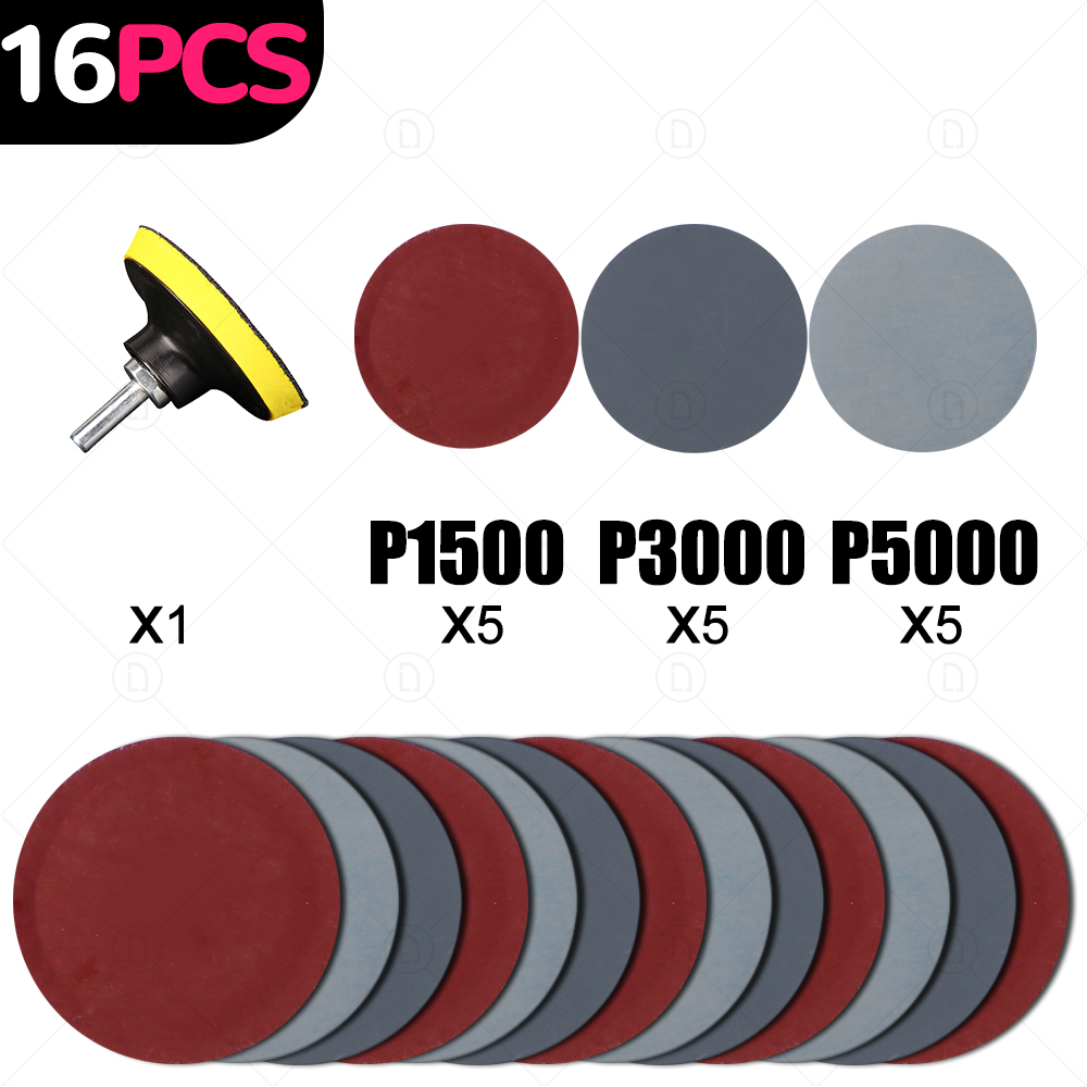 Almohadilla de discos de lijado de 2 y 3 pulgadas, rueda de pulido abrasivo, juego de papel de lija de madera, reparación de faros de coche, Kit de papel de lija de restauración de pulido: YELLOW / 3000