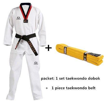Vuxen &amp; barn taekwondo uniform + taekwondo bälte taekwondo dobok, black-v, wtf kampsport/karate/taekwondo bälte