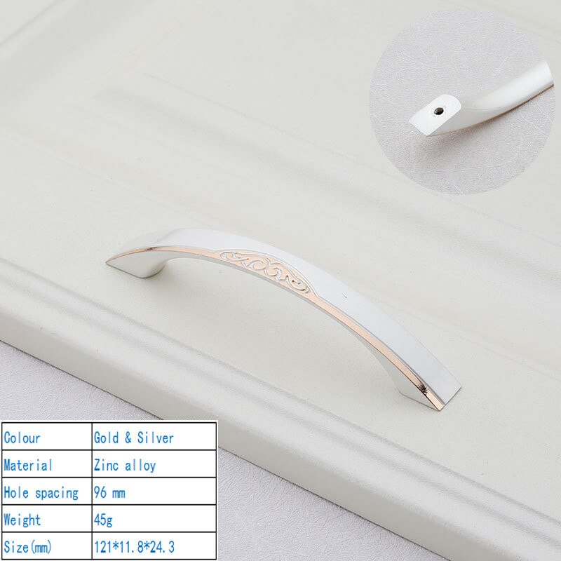 High Grade European Style Silver Kitchen Cabinet Handles Drawers Wine Cabinet Bedroom Interior Door Handle Drawer Flush Handles: 2156-96mm