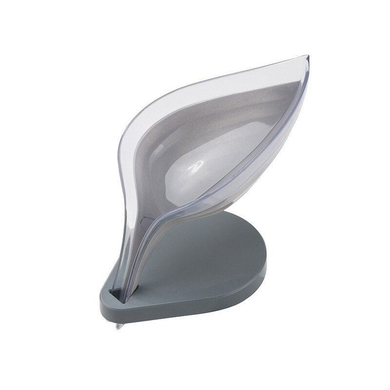 Style Leaf Shape Soap Box Sucker Soap Holder Dish Shelf Storage Plate Tray Case Rack Bathroom Supplies: Dark grey
