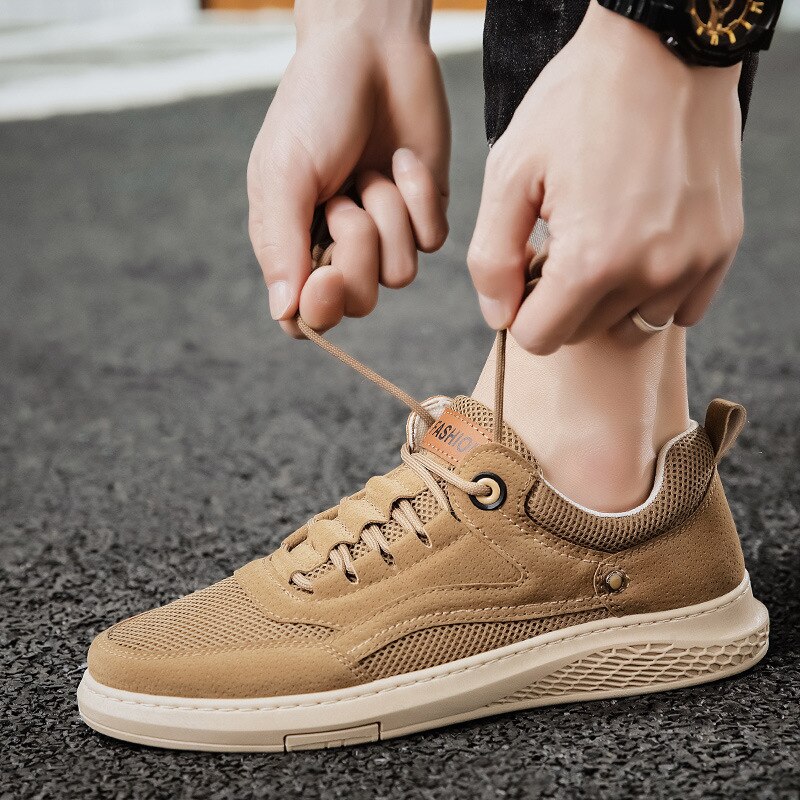Mænds fritidssko sneakers til mænd lejligheder undersko vandresko britisk stil sko snøre pu gaze mænd sko hvid