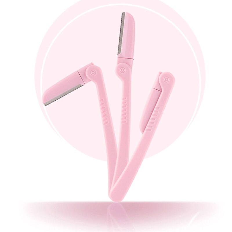 3 unids/set de rasuradora de cejas Facial Rosa plegable de acero inoxidable para cejas, removedor de vello, afeitadora, Kit de herramientas acicalado maquillaje
