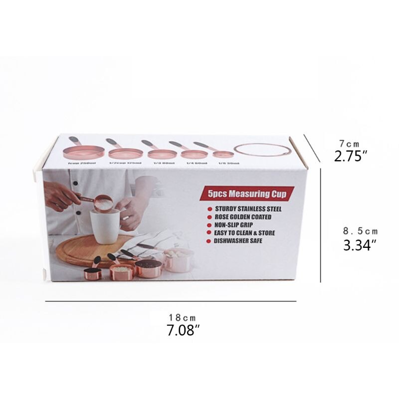 10-Piece Copper Measuring Cups and Measuring Spoon Set Stainless Steel with Soft