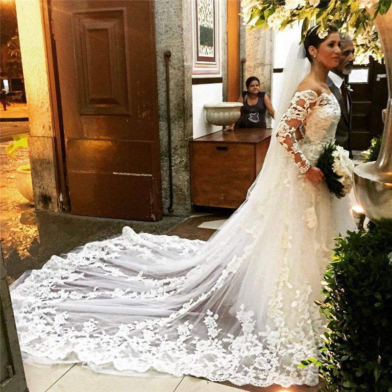 Velo de novia largo blanco, velo de novia de encaje de marfil con peineta, accesorios de boda