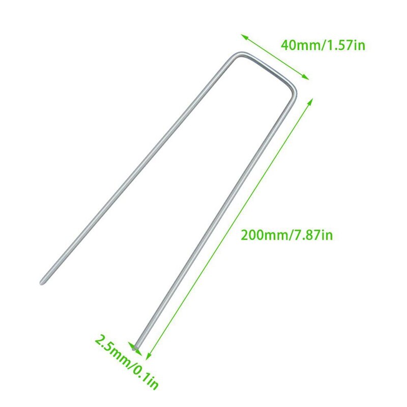 100Pcs Heavy Duty U Shape Gauge Galvanized Steel Garden Stakes Staple Securing Pegs for Securing Fabric Landscape Fabric Net