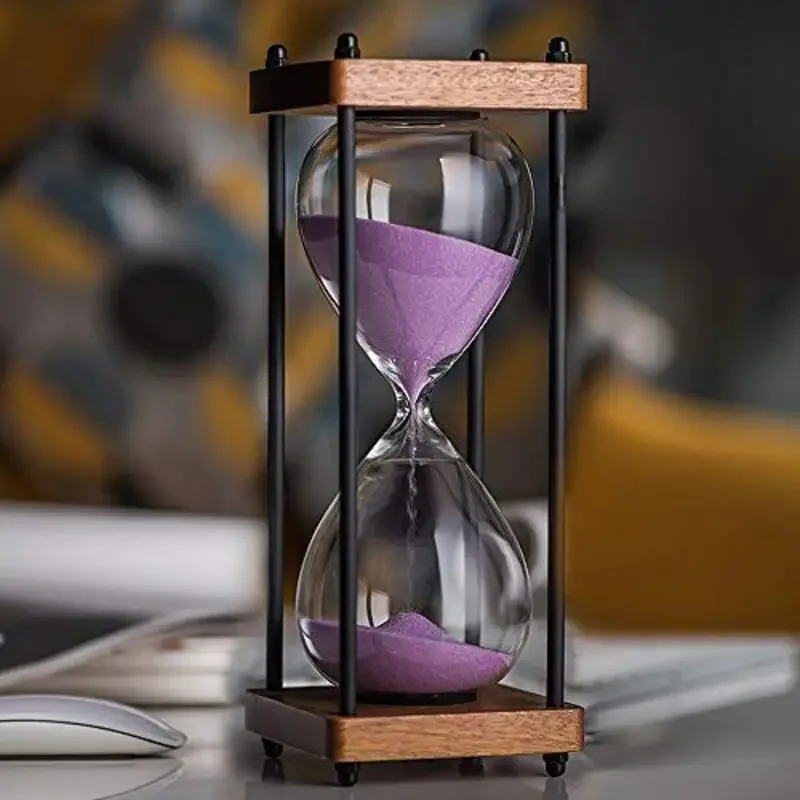 Grote Zandloper Timer 60 Minuten, Metalen Zandloper Zandloper Zandglas Klok, Tijdmanagement Tools Voor Keuken Thuis Kantoor Decor: Paars