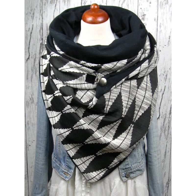 Foulard enroulé femme en cachemire | Imprimé écossais, style Triangle, boutons solides, décoration, écharpes chaudes en cachemire Pashmina: 11