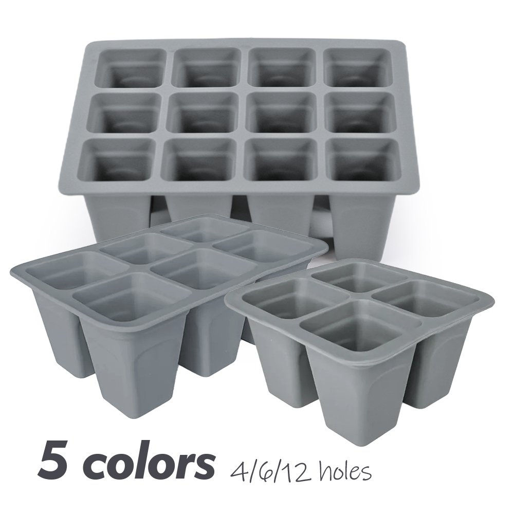 Plantes d'intérieur en silicone pour jardin, cadres de plantes, démarrage de l'escalade, pots de pépinière de semis, conteneur de propagation, boîte de culture de germination, 4 cellules, 6/12 cellules