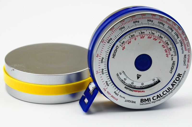 Bande de mesure imc en aluminium de , bande de mesure 0-150cm, calculatrice imc, bande de masse corporelle, bande de perte de poids pour régime: blue