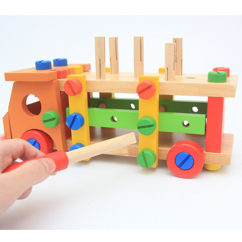 supply Wooden Children Multi - Function Knock - Remove Nut Truck Combination Hands Puzzle Toys Sales