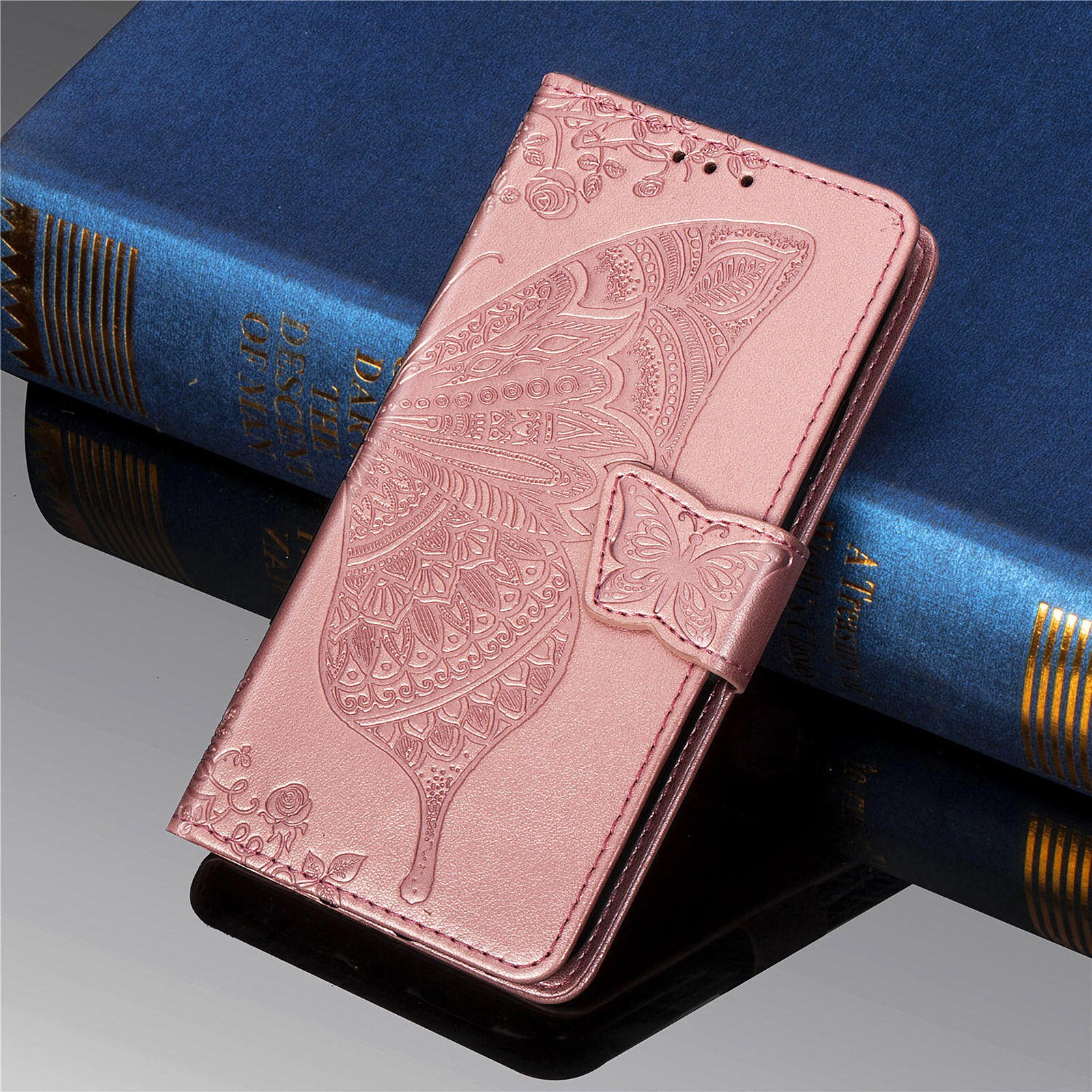 Luxe Vlinder Flip Case Voor Samsung Galaxy A22 5G A225G A22 Een 22 5G Zachte Siliconen Slot cover Wallet Leather Cases: RGold