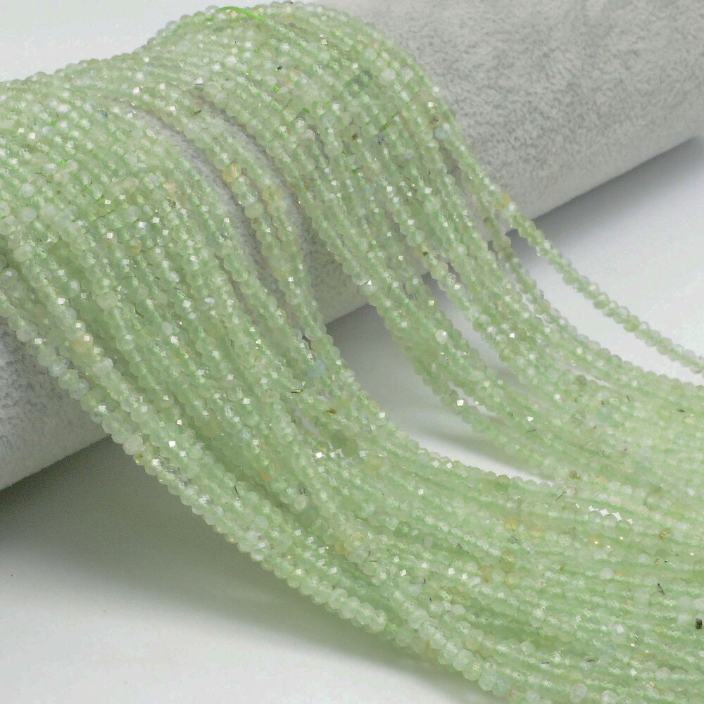 Natural Prehnite Faceted Rondelle Beads 3x2mm / 4x2mm