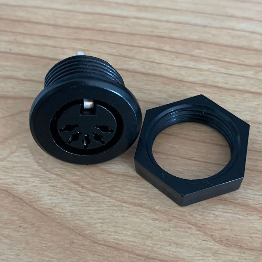 1 stk din 5 -pin hunstik kabel stik adapter panel montering lodde chassis stik forniklet hvid grå sort: Sort