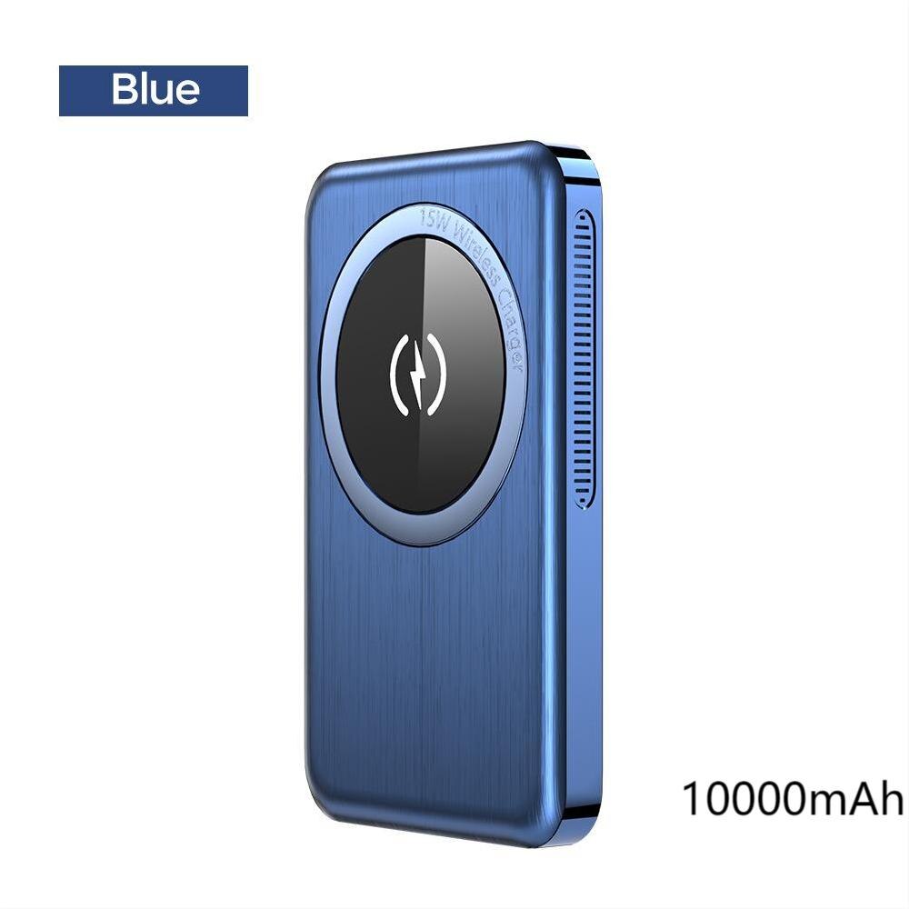 Power Bank Draadloze Oplader 10000Mah Pd 20W Ultra-Dunne 15W Magnetische Opladen Voor Iphone 12 Pro mini Max Voor Magsafe Power Bank: Blue 10000mAh