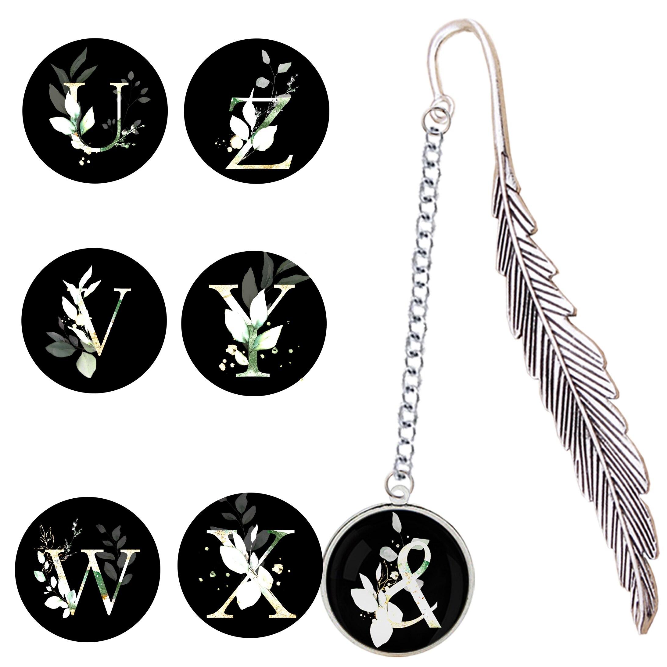 Metal Bookmark Book Mark Initial Majuscule Letters Pendant Flower Alphabet Personality Name Art For Reading Index Devider