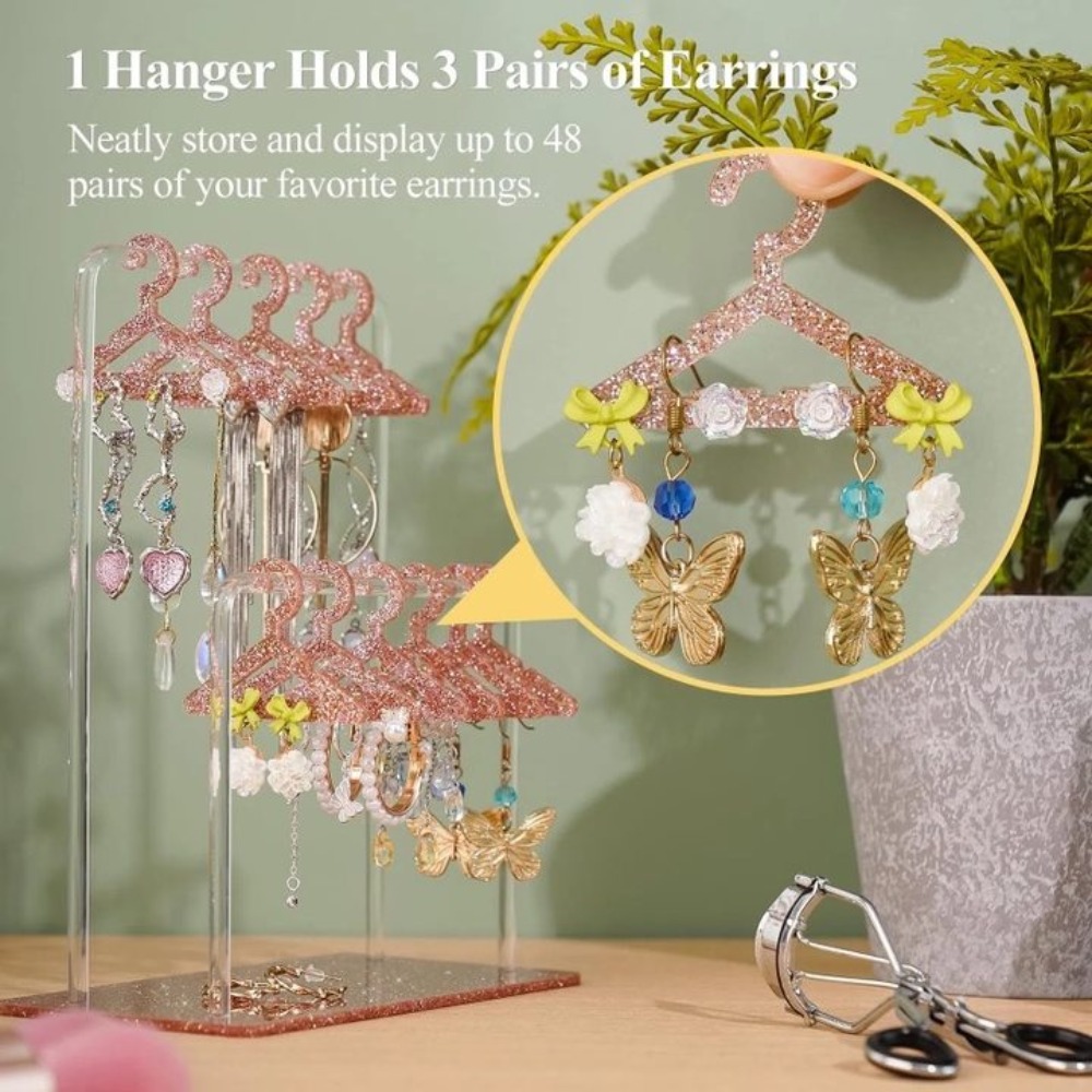 Jewelry Organizer 16pcs Hangers Shaped Jewelry Holder Detachable Acrylic Dangle Earrings Display Racks Transparent Stable