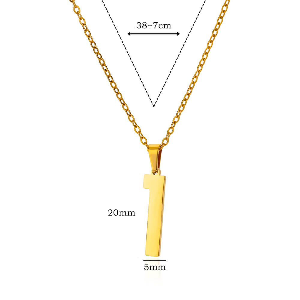 Digitale anhengskjeder for kvinner gullfarget figurnummerhalskjede kragebenkjede premium rustfritt stål smykker krage: Gullfarge