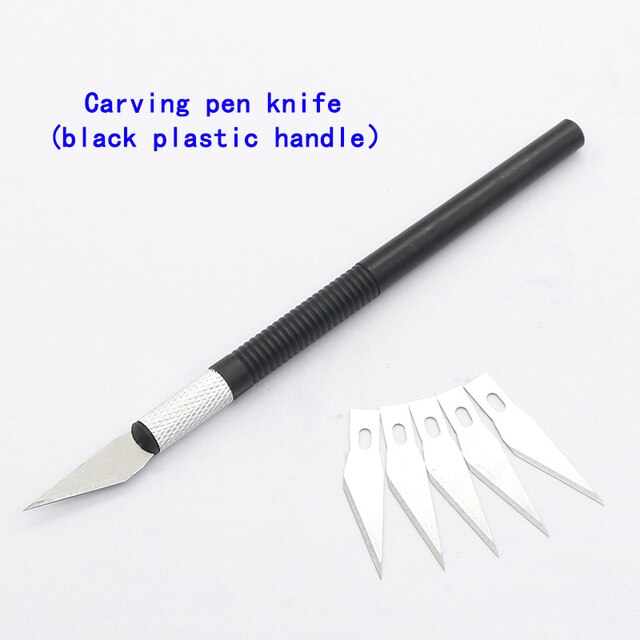 1 Set Handle Scalpel Blade Knife Woodworking Tool Paper Cutter Craft Pen Engraving Cutting Supplies DIY Stationery Utility Knife: Plastic Black