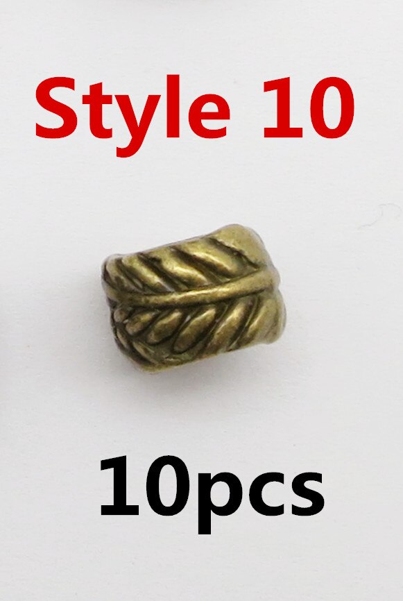 10 Stks/pak Brons Viking Verschillende 10 Stijlen Haar Vlecht Dread Baard Dreadlock Kralen Ringen Buis Voor Haar Accessoires: 10pcs Style 10