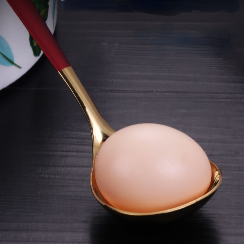 304 Roestvrij Stalen Lepel Lange Steel Familie Soep Lepel Goud Kleur Plus Size Elegent Keuken Koken Lepel