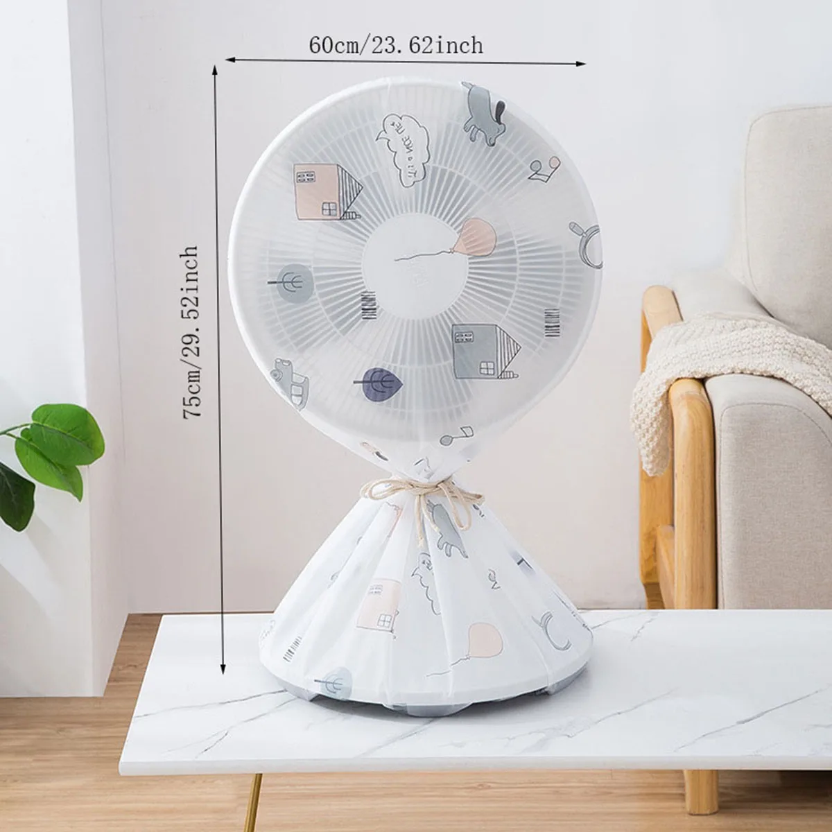 Vloerventilatorhoes Wasbaar Waterdicht Stofdicht Staande Ronde Elektrische Ventilator Beschermhoes Huishoudelijke Universele Opberghoes: WHITE