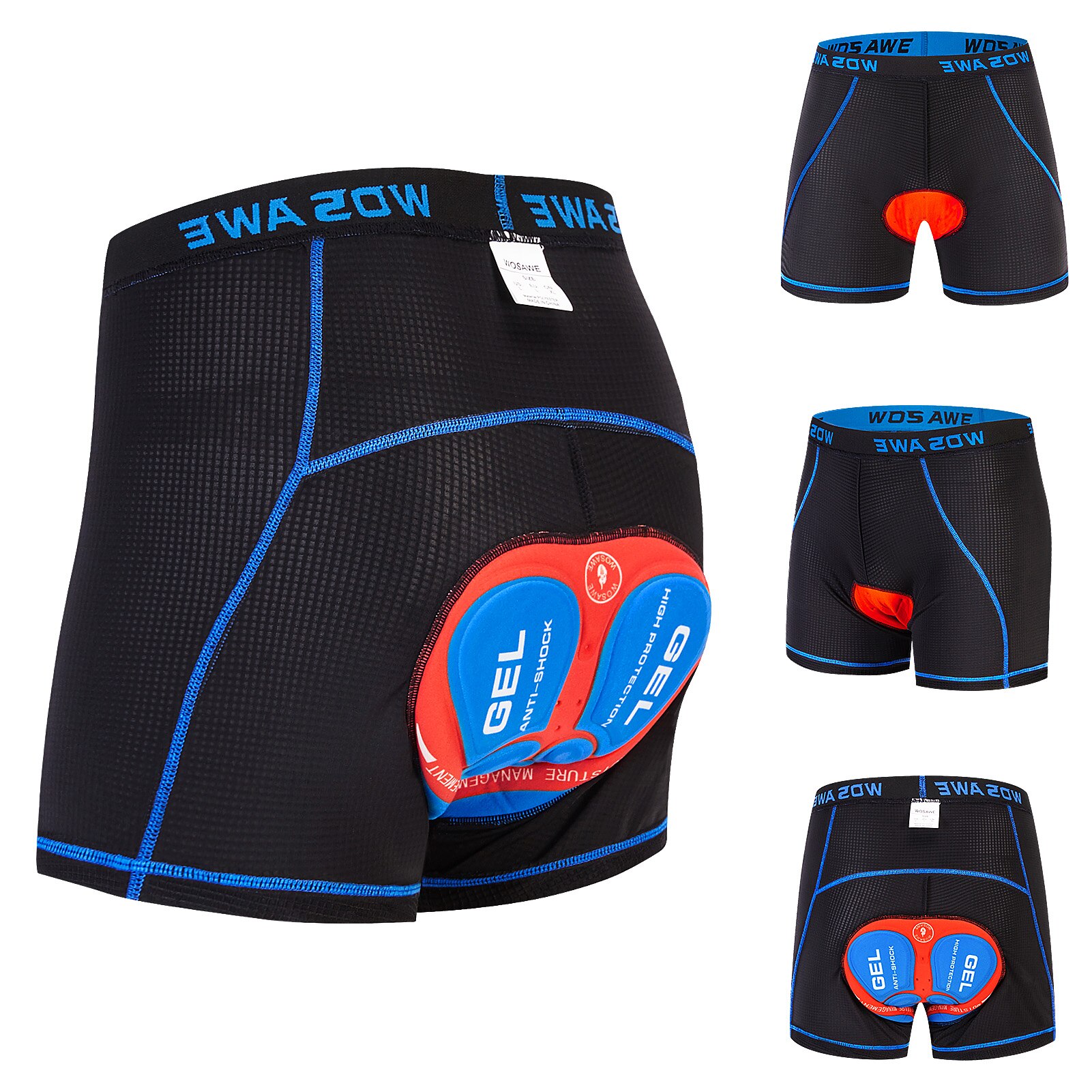 Wosawe Men Cycling Underwear Shorts Lightweight Breathable Gel Padded MTB Biking Riding Shorts