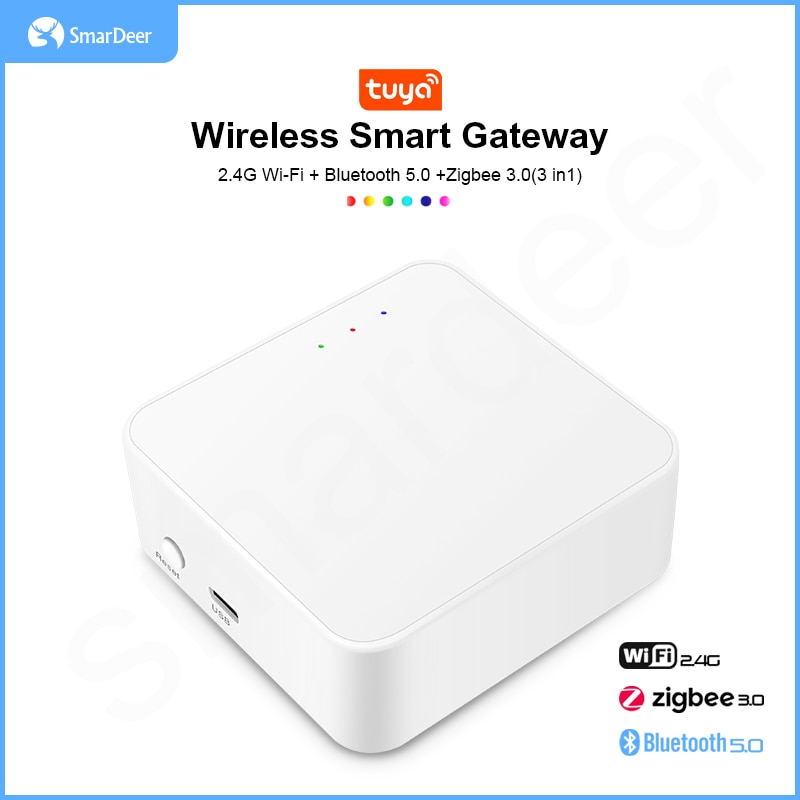 Smardeer tuya wireless smart gateway hub, unterstützt 2.4g wlan/bluetooth-geräte , 5.0/ zigbee-geräte 3.0 sprachsteuerung mit alexa