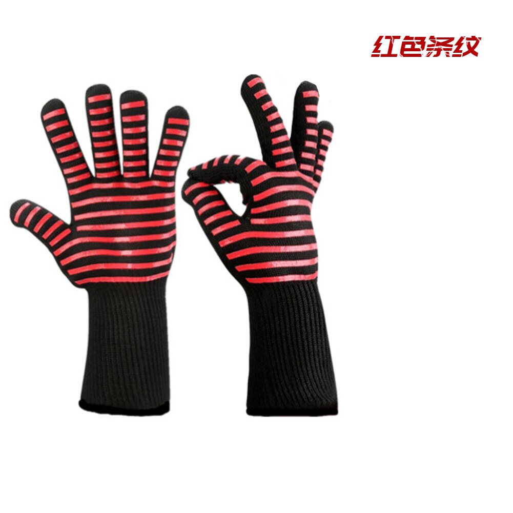 Guantes de barbacoa resistentes a altas temperaturas, de silicona, resistentes al fuego, para barbacoa, aislamiento térmico, Guantes para horno y microondas 1 pz: D