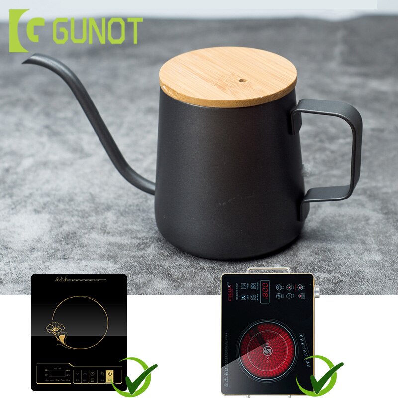 Gunot 350 Mlmaker Koffie Pot Roestvrijstalen Ketel Pot Zwanenhals Theepot Waterkoker Inductie Fornuis Koffiezetapparaat Met Deksel Koffie Pot