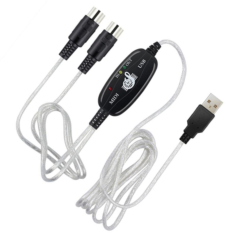 180X2Cm Midi-kabel Usb Midi Kabel Muziek Editing Cord Toetsenbord Aansluitkabel