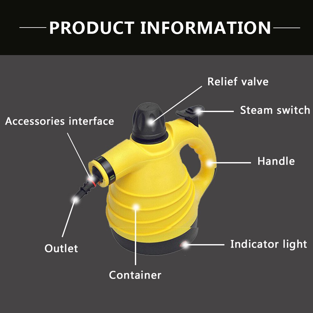 Handheld Steam Cleaner Multi-Purpose Pressurized Portable Steamer with 9-Piece Accessory Set for Bathroom Kitchen Surfaces Car