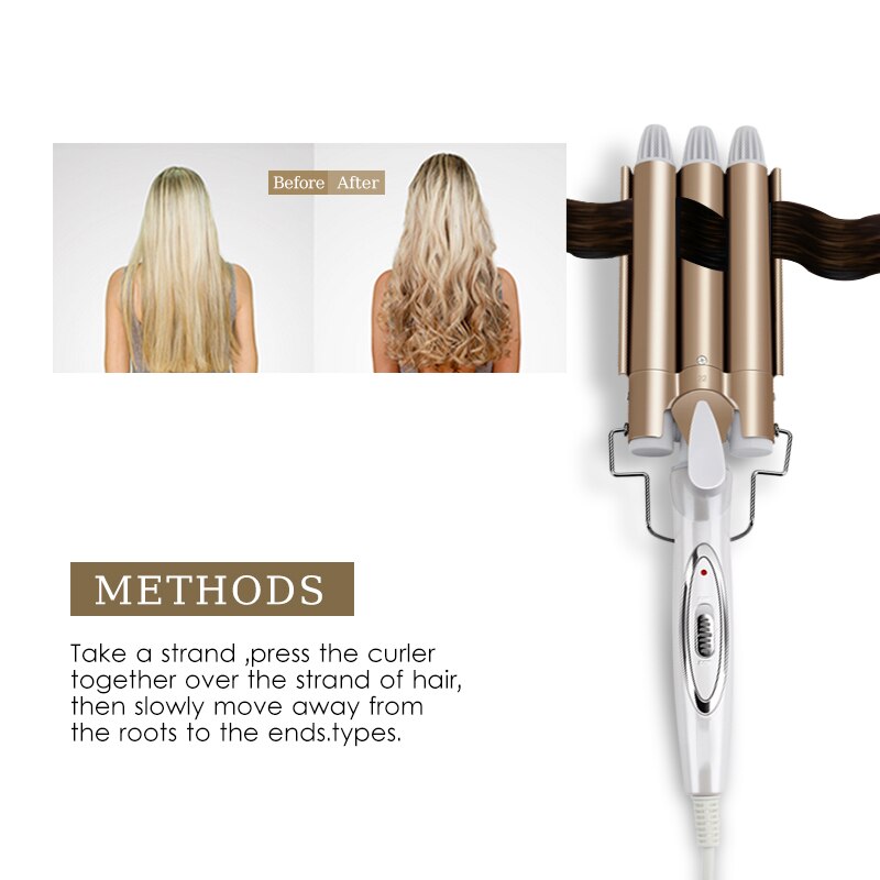 Ceramic Hair Curler Triple Curling Iron Beach Wave Hair Waver Curling Tongs Hair Crimper Iron 3 Barrel Hair Tools