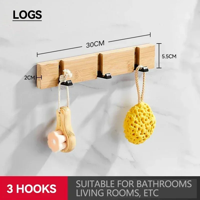 Opvouwbare Bamboe Onzichtbare Badkamerhaak Houten Ophanghaken Jas Handdoekhangers Huishoudelijke Boomstammen Witte Antieke Kleur Rijhouder: Bronze