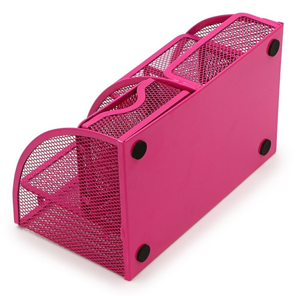 Pink Office Supplies Mesh Desk Organizer Desktop Pencil Holder Accessories Caddy with Drawer, 7 Compartments
