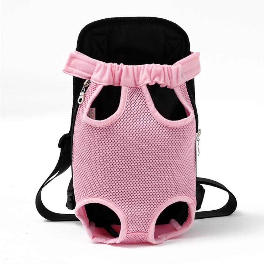 Verstelbare Pet Carrier Rugzak Mesh Outdoor Hond Front Zak Dubbele Schouder Draagbare Reizen Wandelen Rugzak Voor Puppy Grote Honden: pink / L