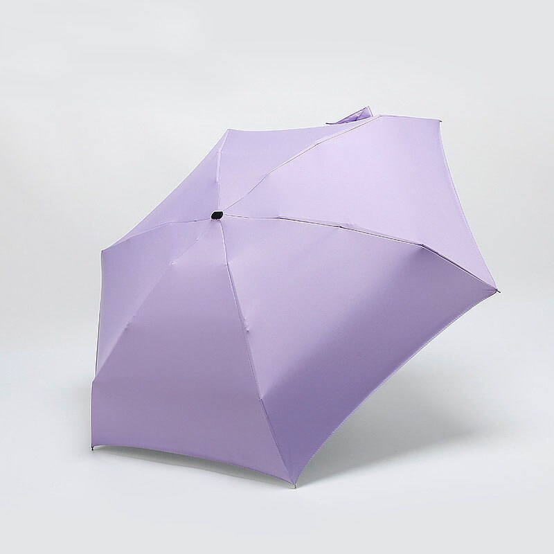 Tasku mini sateenvarjo sateen naisten viisi taittuva aurinkoinen ja sateinen sateenvarjo vinyyli uv päivänvarjo mainonta sateenvarjot: Violetti