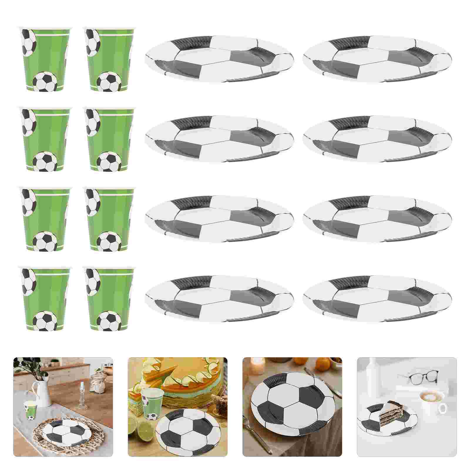 1 set of decorative paper plates multi-function soccer plates party dessert plates: Default Title