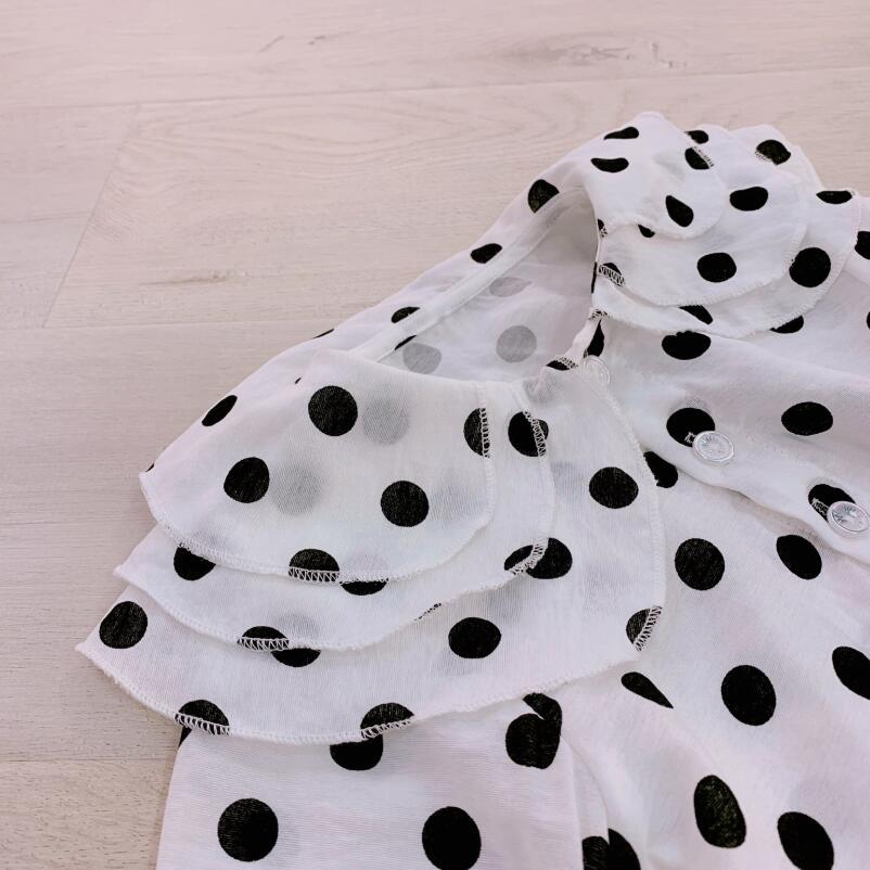 bebé niño de manga larga Dot camisa blanca para la blusa de las muchachas de la escuela camisas niños blusas y Tops ropa de los niños JW7360