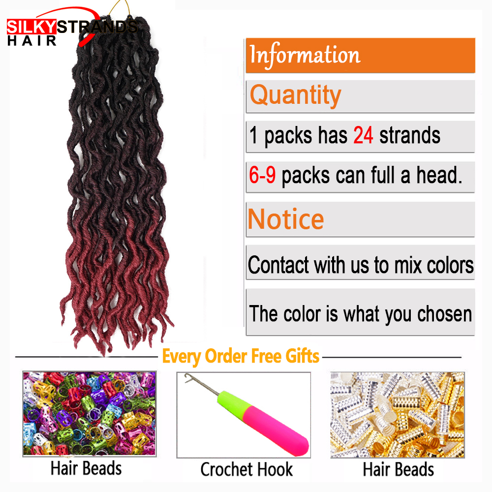 24 Strands Ombre Curly Faux Locs Crochet Hair Synthetic Kanekalon Dread Locs 20 Inch Senegalese Twist Hair Extensions for Women