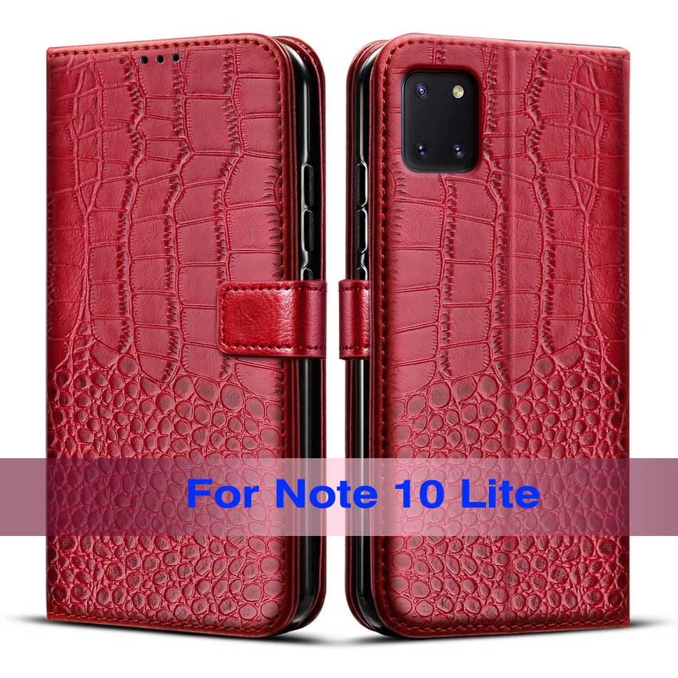 Case Voor Samsung Galaxy Note 10 Lite Cover Case Retro Leather Magnetic Wallet Case Voor Samsung Note 10 Lite Flip boek Cover: Red